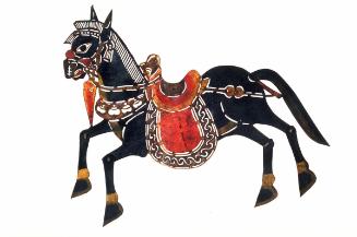 Black horse with trappings