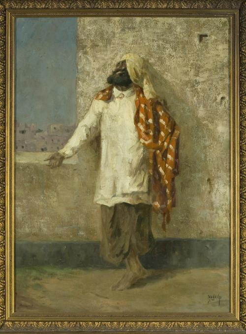 Bearded man with turban in Peshawar (?)