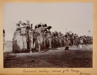 A: Elephants Awaiting Arrival of the Viceroy, Jan. 1 [?] 1903; B: Bengal Cavalry Polo Tournament, Umballa. [?] 1903