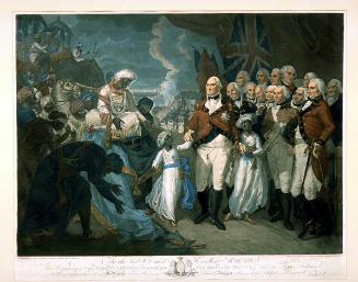 The Marquis Cornwallis receiving the hostage Princes, sons of Tippoo Sultaun, in view of Seringapatam