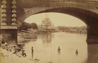 Bathers beneath a bridge