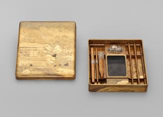 Writing box (suzuribako) with landscape design