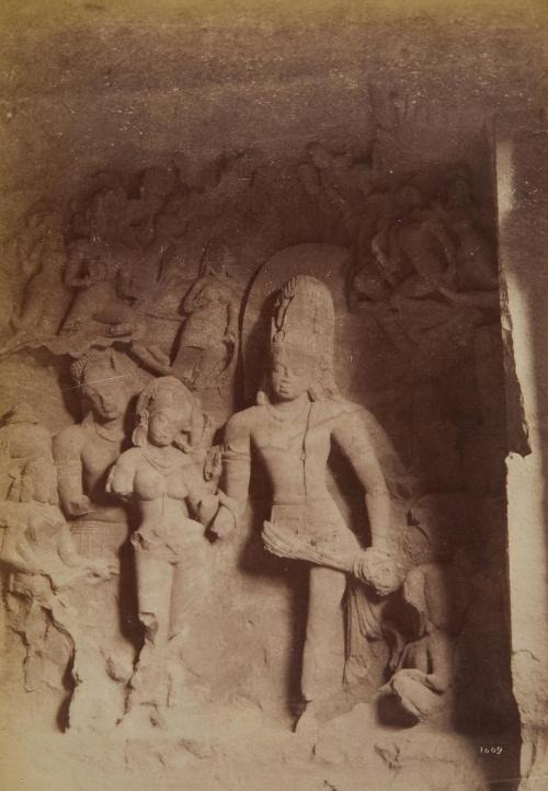 Relief of the marriage of the Hindu deity Shiva with Parvati