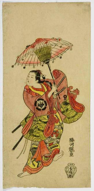 The Actor Yoshizawa Ayame I dancing with a flower-decorated umbrella