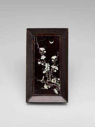 Tray depicting plum branch under the moon