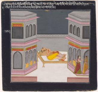 Lovers on a bed, probably from a manuscript of the Satsaiya