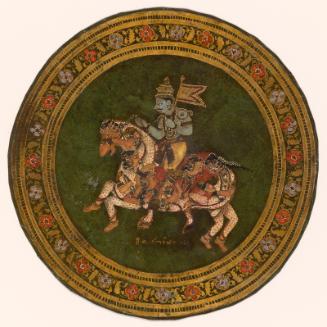 Deity on composite horse (playing card for the game of ganjifa)