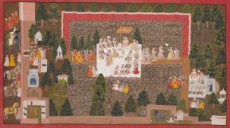 Maharana Sangram Singh II celebrating the Spring Festival with his nobles in the Rose Garden in Udaipur