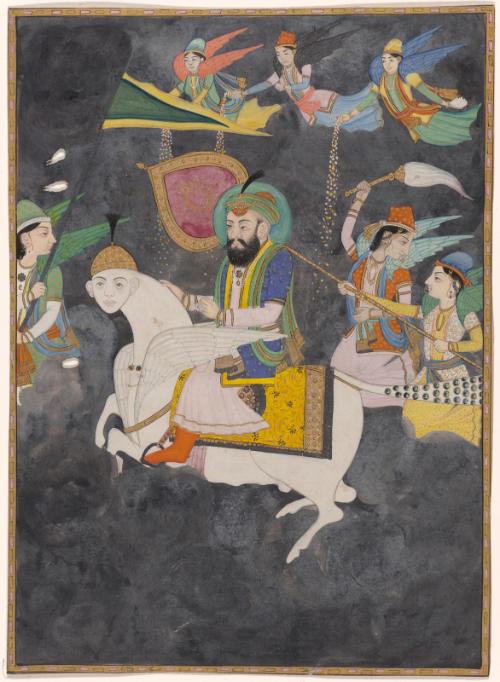 The night journey of the prophet Muhammad on the heavenly creature Buraq