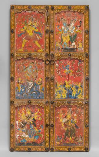 Pair of doors with scenes of the lives of Krishna and Rama, and other deities