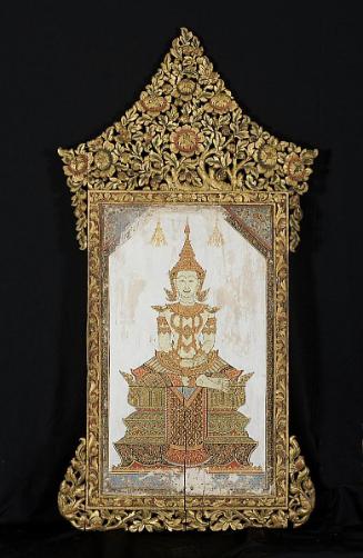 Seated crowned and bejeweled Buddha, or Maitreya