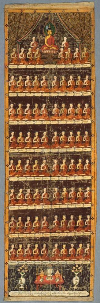 Eighty disciples pay homage to the Buddha