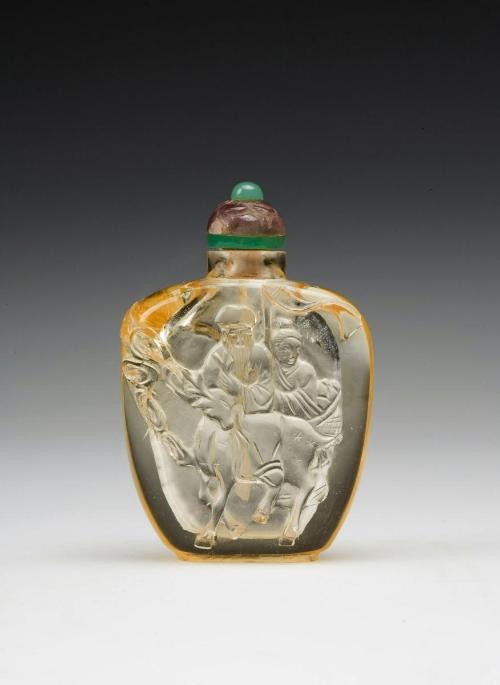 Snuff bottle with two figures on a horse